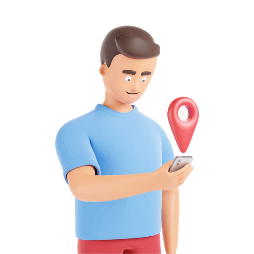 Person using smartphone with location pin, representing local SEO and search visibility by Data Driven Digital on the Central Coast