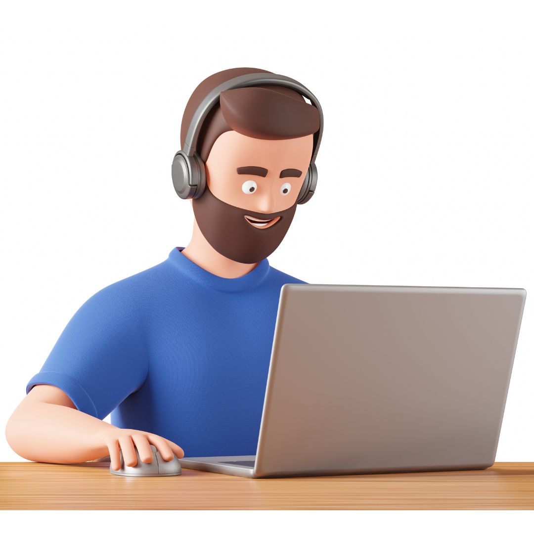 Web designer working on a laptop with headphones, representing creative and user-focused website development by Data Driven Digital
