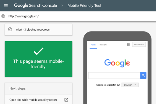 Google Search Console Mobile Usability Report